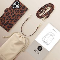 Selencia Sabi Klapphülle mit Leopardenmuster Apple iPhone 16 - Mocha Brown