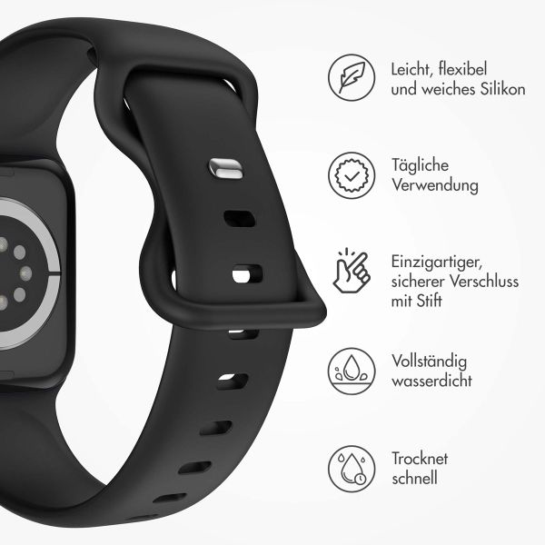 imoshion Silikonband⁺ für die Apple Watch Series 1 bis 10 / SE / Ultra (2) (44/45/46/49 mm) - Schwarz - Größe M/L