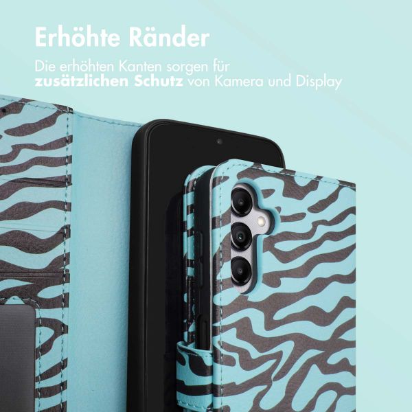 imoshion Design Klapphülle Samsung Galaxy A14 (5G/4G) - Black Blue Stripes