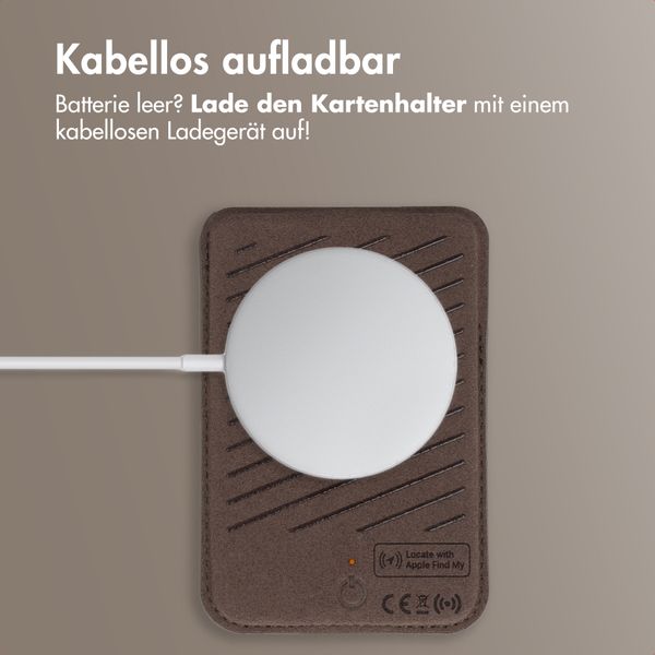 Accezz Magnetischer Lederkartenhalter - Geeignet für Apple Find My - Coffee Brown