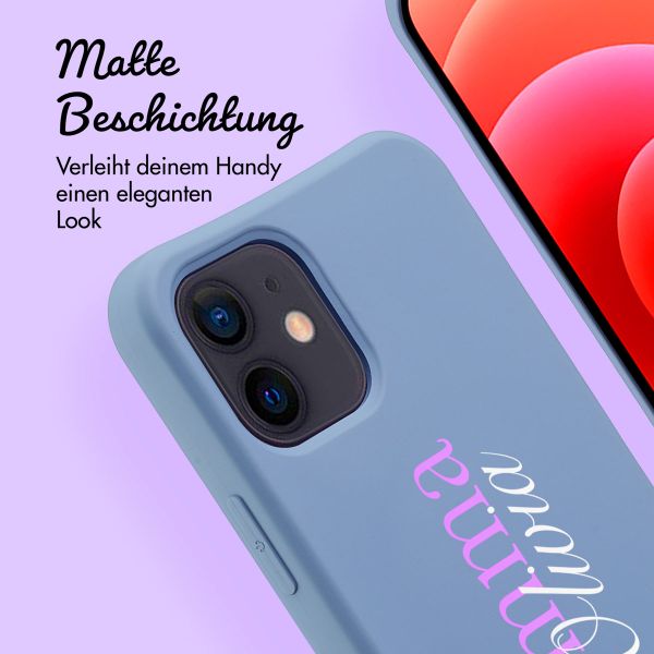 Personalisierte Color Backcover MagSafe mit abtrennbarem Band und Namen für iPhone 12 Pro - Ash Blue