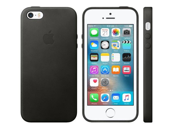 Apple Schwarzes Leder-Case Apple iPhone SE (2016) / 5 / 5s - Schwarz