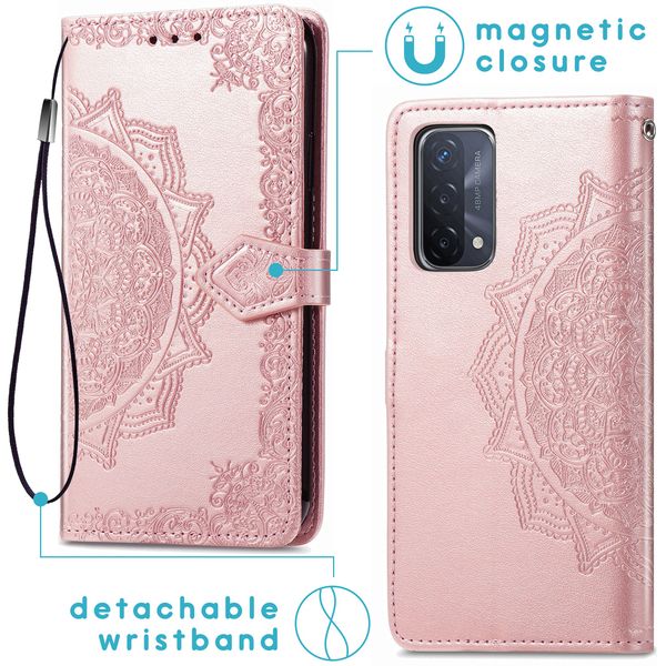 imoshion Mandala Klapphülle für das Oppo A74 (5G) / A54 (5G) - Rosé Gold