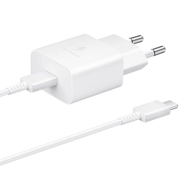 Samsung Original Power Adapter mit USB-C-Kabel - Ladegerät - USB-C-Anschluss - Fast Charger - 15 Watt - 1 m - Weiß