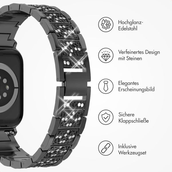 Selencia Sparkle Armband für das  Apple Watch Series 1 t/m 9 / SE (38/40/41 mm) | Series 10 / 11 (42 mm) - Schwarz