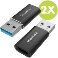 imoshion 2x USB-A 3.1 (Stecker)-auf-USB-C (Buchse)-Adapter – OTG – Schwarz