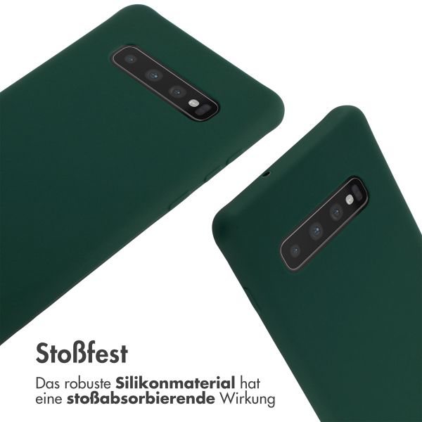 imoshion Silikonhülle mit Band für das Samsung Galaxy S10 Plus - Dunkelgrün