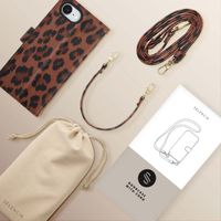 Selencia Sabi Klapphülle mit Leopardenmuster Apple iPhone 16e - Mocha Brown