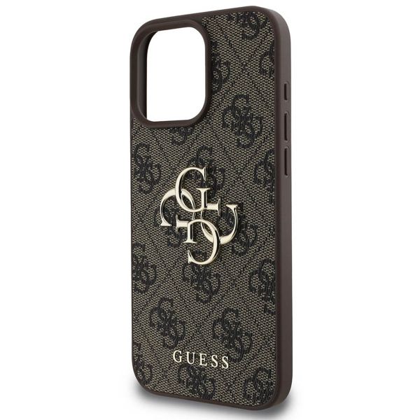 Guess 4G Metal Logo Back Cover für das iPhone 16 Pro - Braun