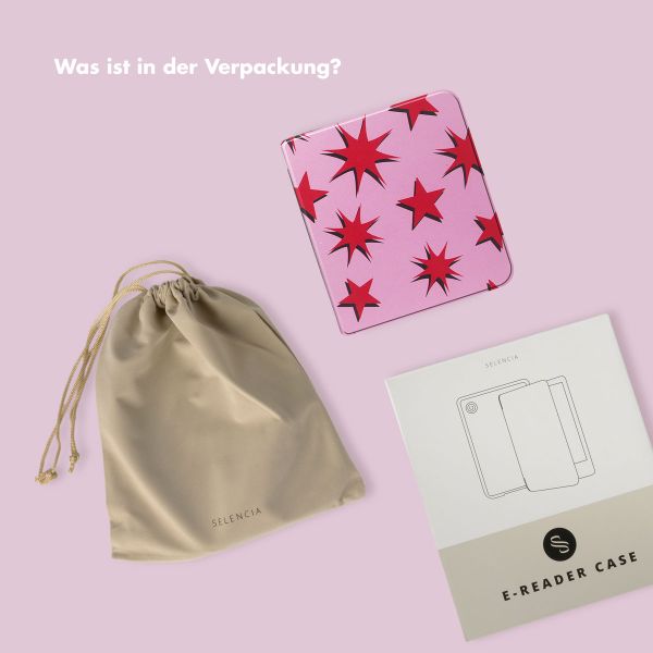 Selencia Vivid Klapphülle Kobo Libra Colour - Stars Rubine Red Light Pink