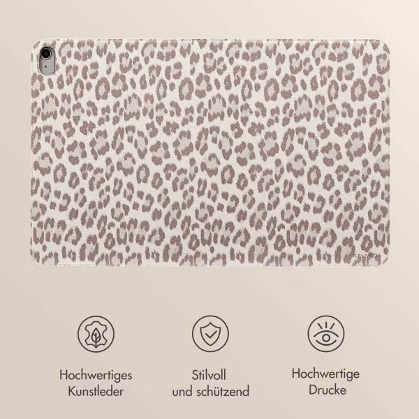 Selencia Sabi Klapphülle mit Leopardenmuster Apple iPad 11 (2025) 11 Zoll A16 / iPad 10 (2022) 10.9 Zoll - Soft Ivory