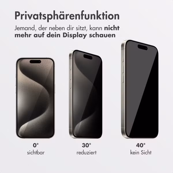 Accezz Sichtschutz-Schutzglas mit Applikator Apple iPhone 15 Pro