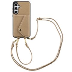 Selencia Sera Kordel-Hulle mit Kartenhalter-Umschlag für das Samsung Galaxy S24 FE - Beige