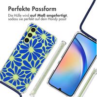 imoshion Design Hülle mit Band Samsung Galaxy A34 (5G) - Cobalt Blue Flowers Connect