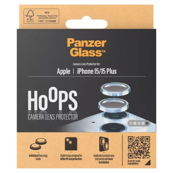 PanzerGlass Kameraprotektor Hoop Optic Rings für das iPhone 15 / 15 Plus - Blue