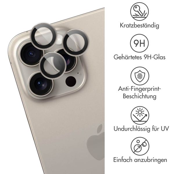 imoshion 2er-Pack Objektivschutz für Kamera für das Apple iPhone 15 Pro / 15 Pro Max - Natural Titanium