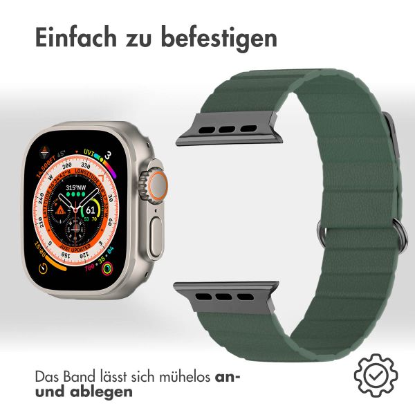 imoshion Magnetlederarmband für das Apple Watch Series 1-10 / SE / Ultra (2) - 42/44/45/46/49 mm - Grün