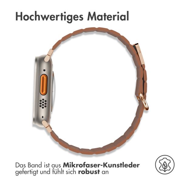 imoshion Magnetlederarmband für Apple Watch Series 1 - 11 / SE / Ultra (44/45/46/49 mm) - Braun