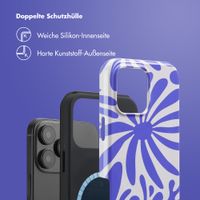 Selencia Vivid Tough Back Cover MagSafe für das iPhone 16 Pro Max - Modern Bloom Sapphire Blue