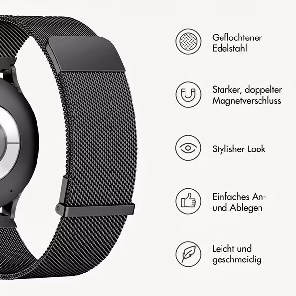 imoshion Mailändische Magnetarmband -   Universelle 20 mm Anschluss - Schwarz