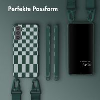 Selencia SilikonHülle design mit abnehmbarem Band Samsung Galaxy S21 FE - Irregular Check Green