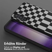 Selencia SilikonHülle design mit abnehmbarem Band Samsung Galaxy S23 FE - Irregular Check Black