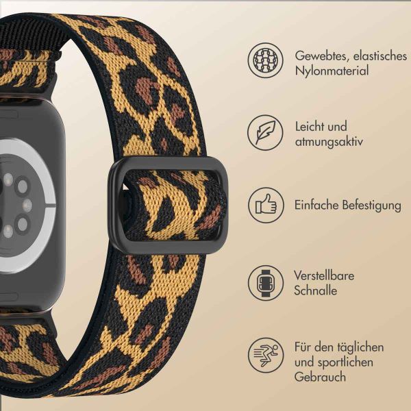 imoshion Elastisches Nylonarmband für die Apple Watch Series 1 bis 9 / SE (38/40/41 mm) | Series 10 (42 mm) - Leopard