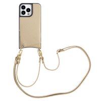 Selencia Nova Handyhülle mit Kordel und Kartenhalter Apple iPhone 14 Pro - Beige