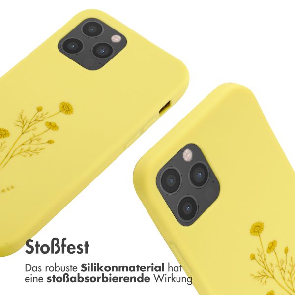 imoshion Silikonhülle design mit Band für das iPhone 12 (Pro) - Flower Yellow