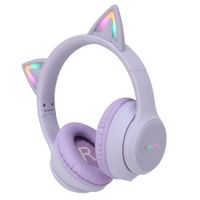 imoshion Kabellose Kinderkopfhörer LED Light Cat Ear - Dezibelbegrenzer - Mit AUX-Kabel - Lavender Lilac
