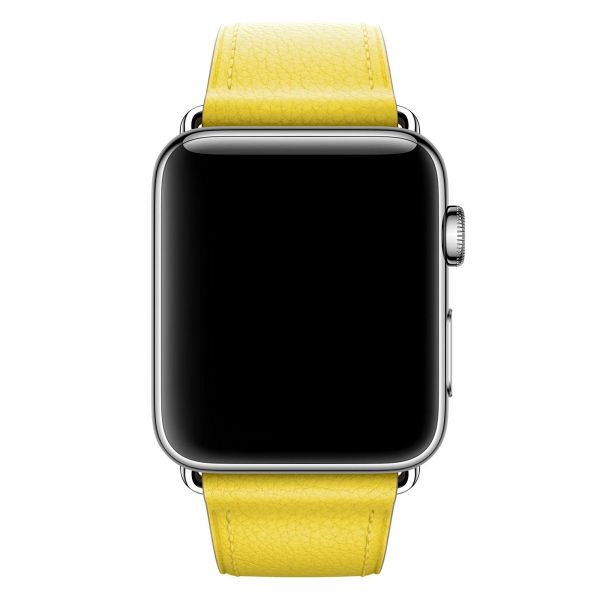 Apple Leather Band Classic Buckle für das  Apple Watch Series 1 t/m 9 / SE (38/40/41 mm) | Series 10 / 11 (42 mm) - Spring Yellow