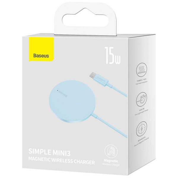 Baseus Simple Mini3 kabelloses Ladegerät - Geeignet für MagSafe und Qi2 - 15 Watt - Blau