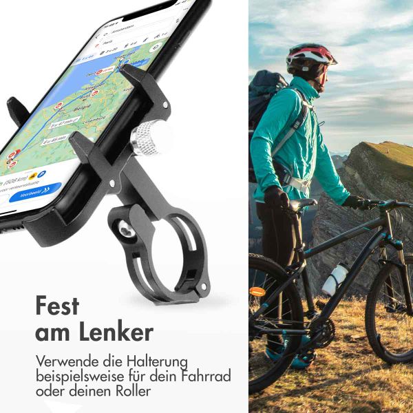 imoshion Handyhalterung für Fahrrad und Motorrad - Aluminium - Leicht - Verstellbar - Schwarz