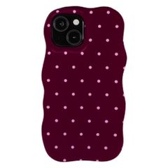 Selencia Vivid Wavy Backcover mit MagSafe Apple iPhone 15 - Happy Dots Burgundy