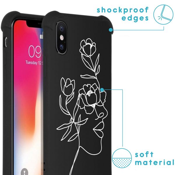 imoshion Design Hülle mit Band für das iPhone X / Xs - Woman Flower Black