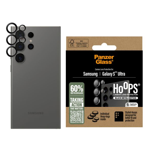 PanzerGlass Kameraprotektor Hoops Optic Rings für das Samsung Galaxy S25 Ultra - Schwarz