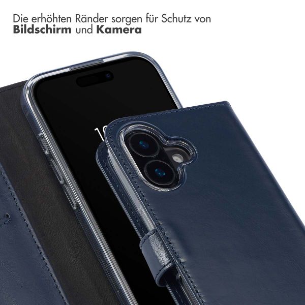 Selencia Echtleder Klapphülle Apple iPhone 16 - Blau