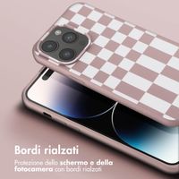Selencia SilikonHülle design mit abnehmbarem Band Apple iPhone 14 Pro Max - Irregular Check Sand Pink