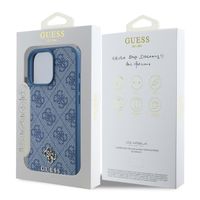 Guess 4G Metal Logo Back Cover MagSafe für das iPhone 16 Pro Max - Blau