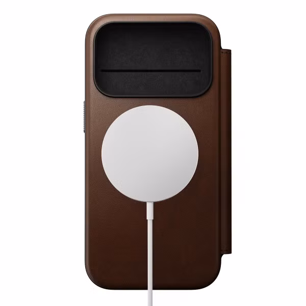 Nomad Modern Leather Folio Klapphülle Apple iPhone 17 Pro - Braun