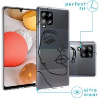 imoshion Design Hülle Galaxy A42 - Abstraktes Gesicht - Schwarz