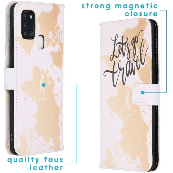 imoshion Design TPU Klapphülle Samsung Galaxy A21s - Let's Go Travel White
