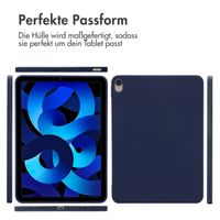 Accezz Liquid Silicone Back Cover mit Stifthalter für das iPad Air 11 Zoll (2024) M2 / Air 5 (2022) / Air 4 (2020) - Dunkelblau