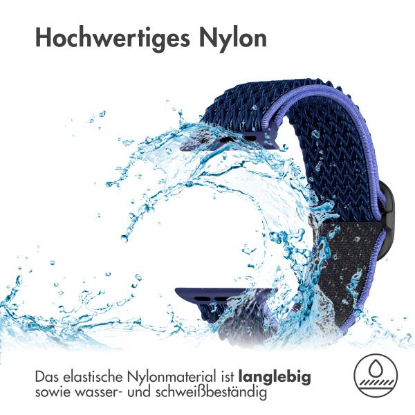 imoshion Elastisches Nylonarmband für das  Apple Watch Series 1 t/m 9 / SE (38/40/41 mm) | Series 10 / 11 (42 mm) - Dunkelblau