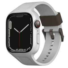 Uniq Monos 2-in-1 Apple Watch Armband mit Hybrid Hülle für die Apple Watch 4 bis 9 / SE (44/45 mm) - Chalk Grey