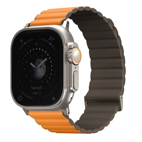 Uniq Revix Premium Edition doppelseitiges Armband für das  Apple Watch Series 1 t/m 11 / SE / Ultra (44/45/46/49 mm) - Saffron Orange / Khaki