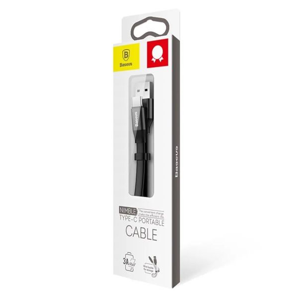 Baseus Nimble Series USB-A-zu-USB-C-Kabel extra kurz – 23 Zentimeter – Schwarz