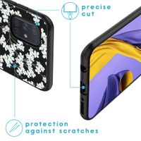 imoshion Design Hülle Samsung Galaxy A71 - Blume - Weiß / Schwarz