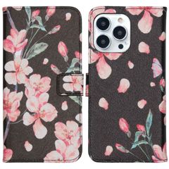 imoshion Design TPU Klapphülle Apple iPhone 13 Pro - Blossom Watercolor Black