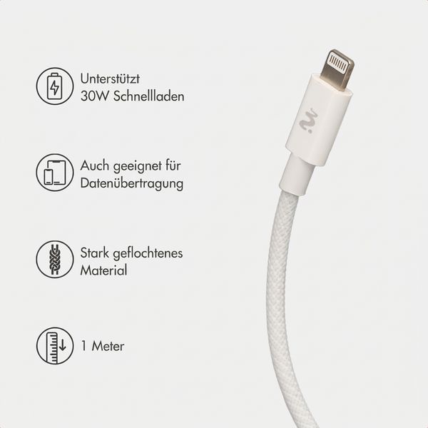 imoshion Braided USB-C-zu-Lightning-Kabel 30 W - 2 Meter - Weiß